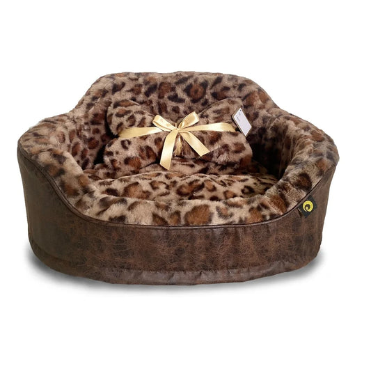 Cozy Leopard Print Bed, Cushion, Matching Pillow