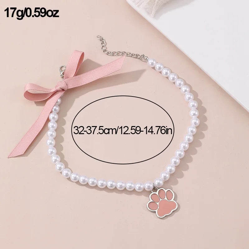 Bow Necklace With Sole Pendant For Pets