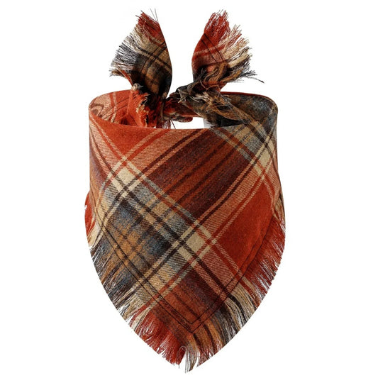 Trendy Classic Plaid Scarf With Tassel Edges