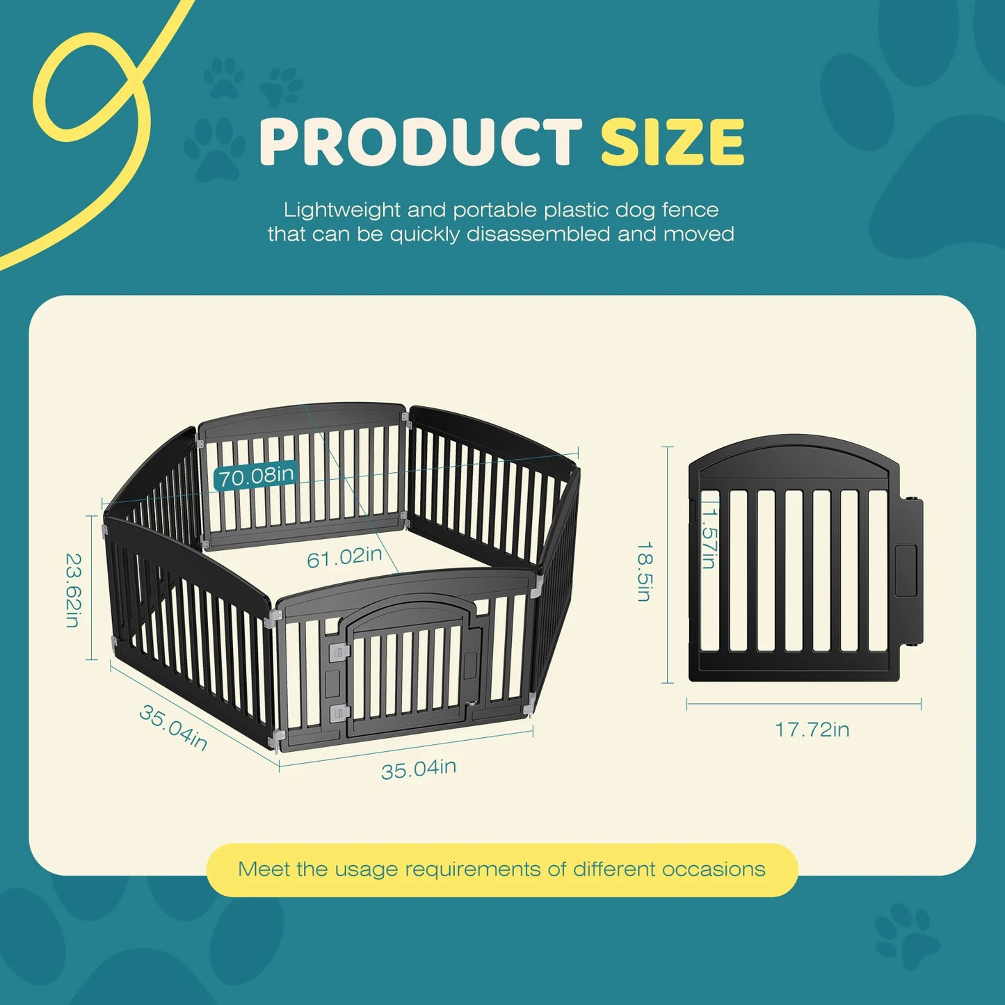 Durable 6 Panel Folding Plastic Playpen - Portable