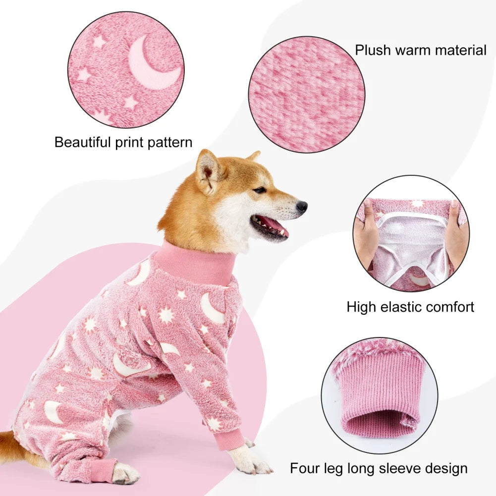 Warm Winter Fleece Pajamas Jumpsuit For Dogs