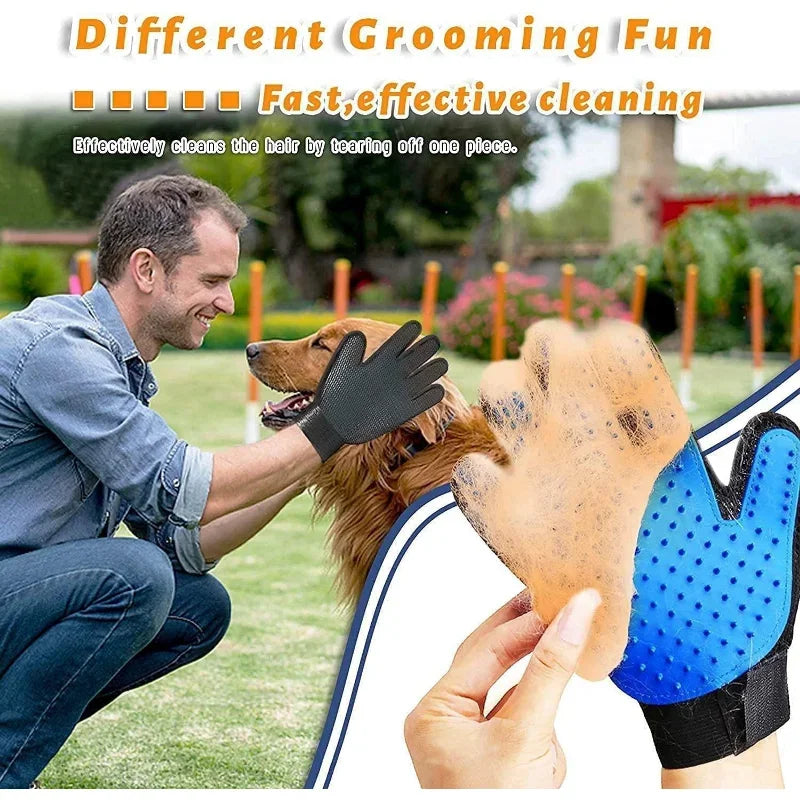 2-Sided De-Shedding Grooming Gloves For Pets