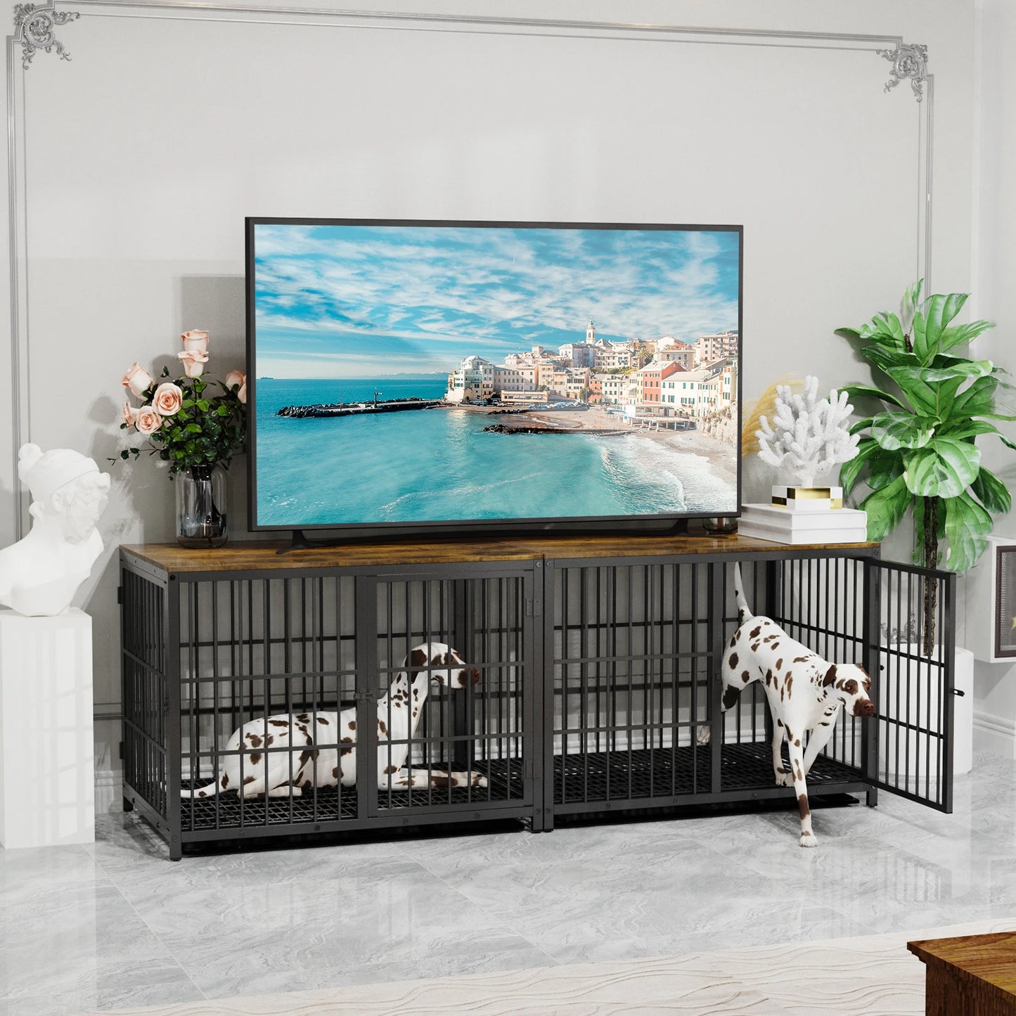 Furniture Style Metal And Wood Dog Crate