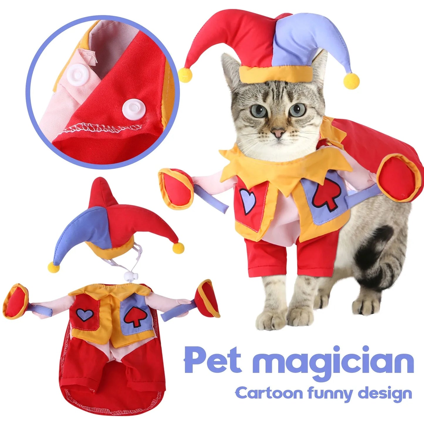 Funny Halloween Clown Costume With Hat - Pets