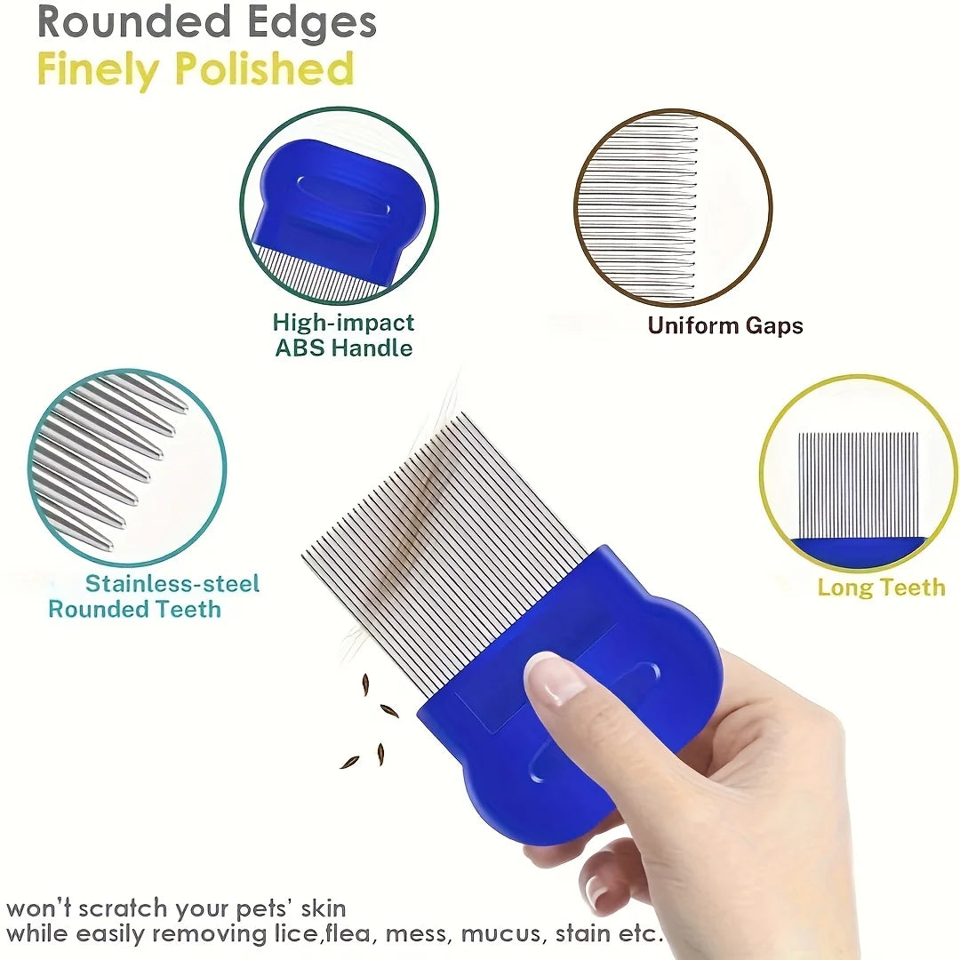 Pack Of 4 Stainless Flea and Lice Combs