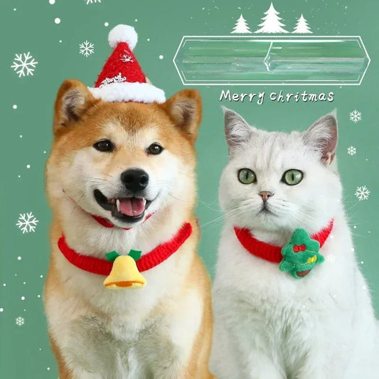 Santa Claus Pattern Pet Collar With Bell