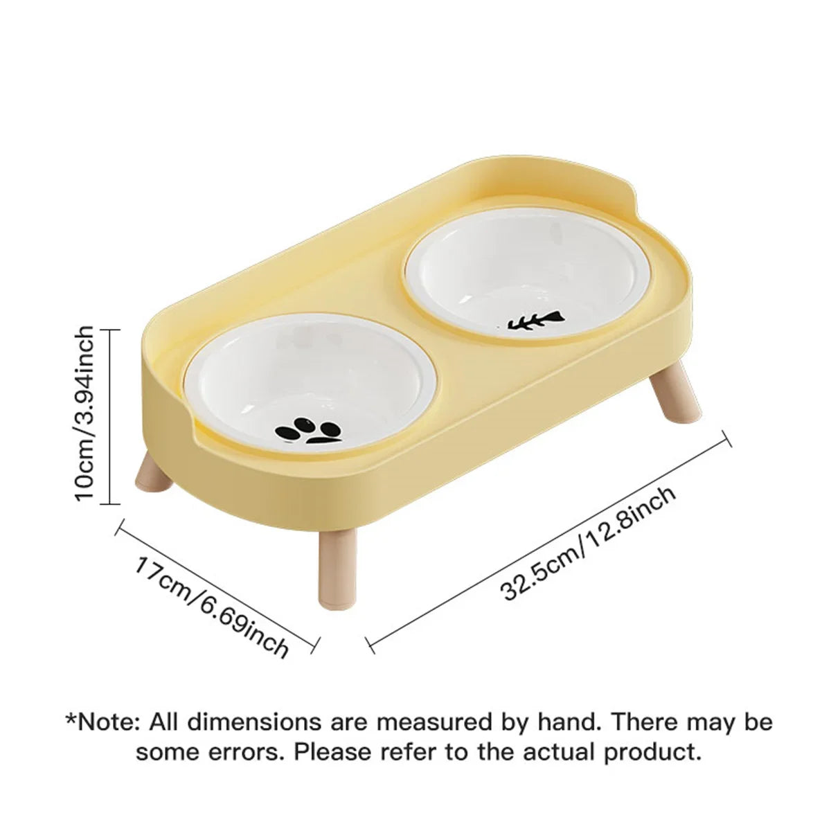 Adjustable Height Double Bowl Feeder For Pets