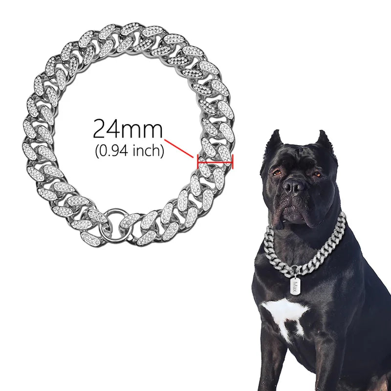 Plastic Dog Collar Diamond Chain Necklace