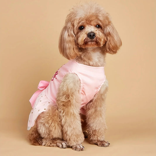 Girl Dog Pink Bowknot Dress - Birthday Girl