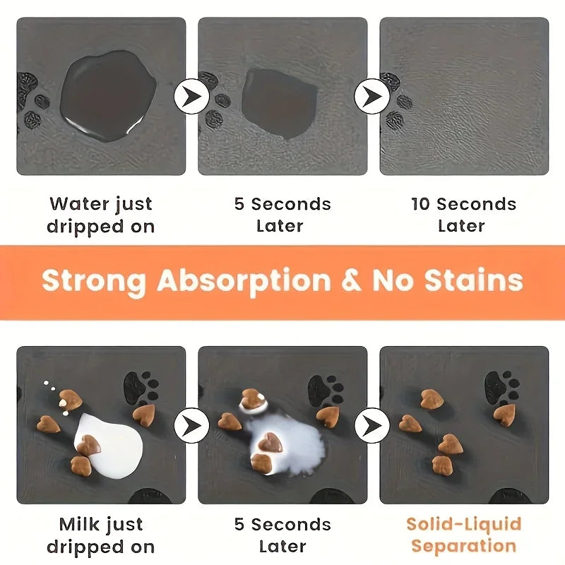 Rubber Absorbent Pet Placemat - Waterproof, Quick Dry