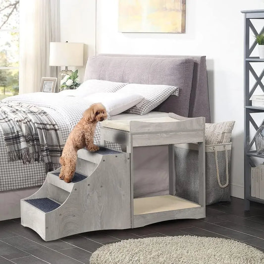 Pet Bunk Bed With Cushion - Removable Steps