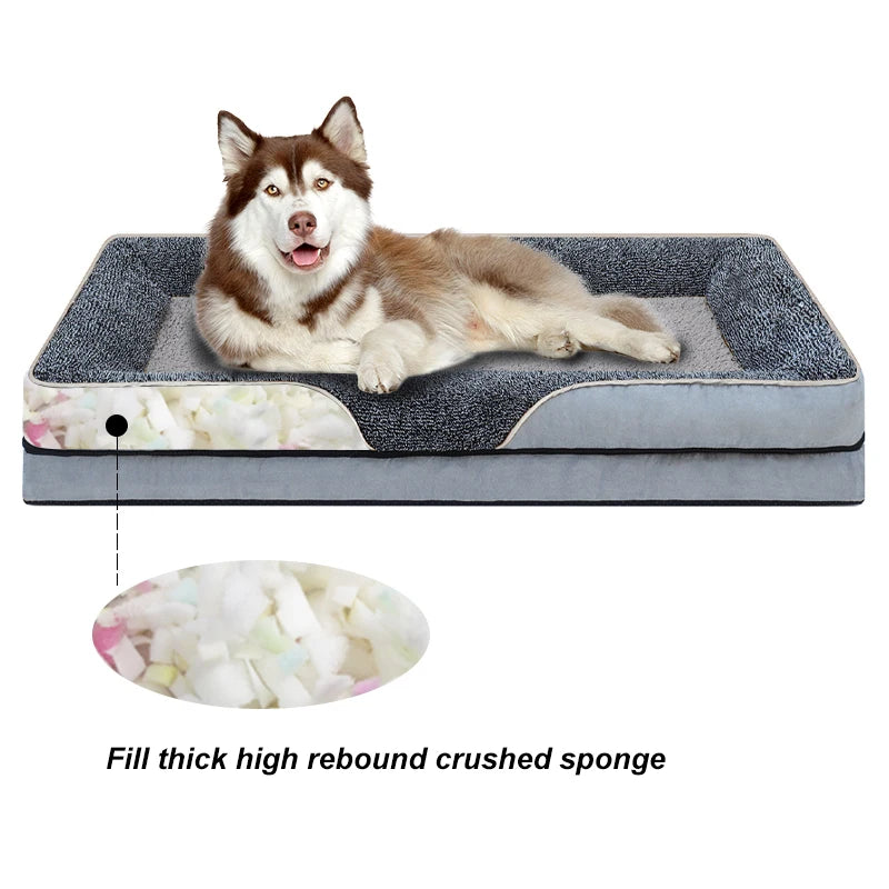 An Oversized Comfortable Pet Bed With Raised Edges