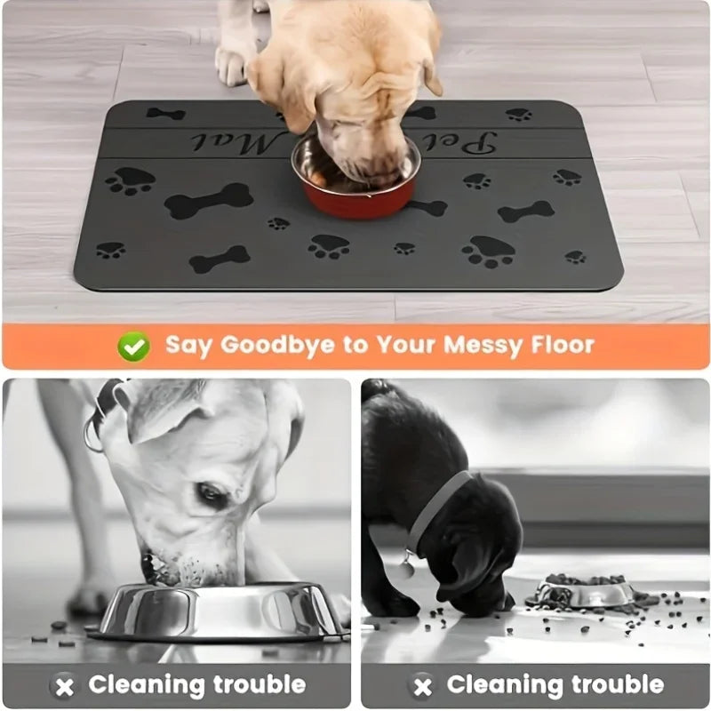 Rubber Absorbent Pet Placemat - Waterproof, Quick Dry