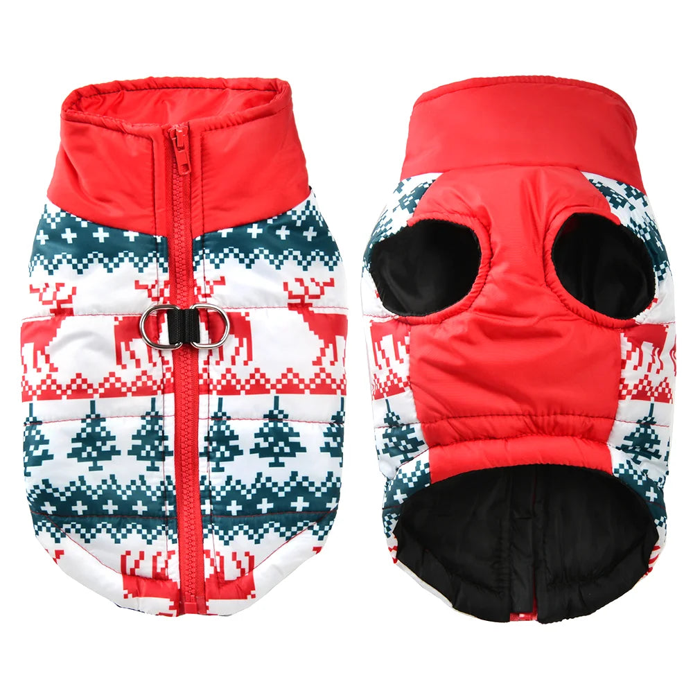 Snowman Print Christmas Dog Jacket For Winter