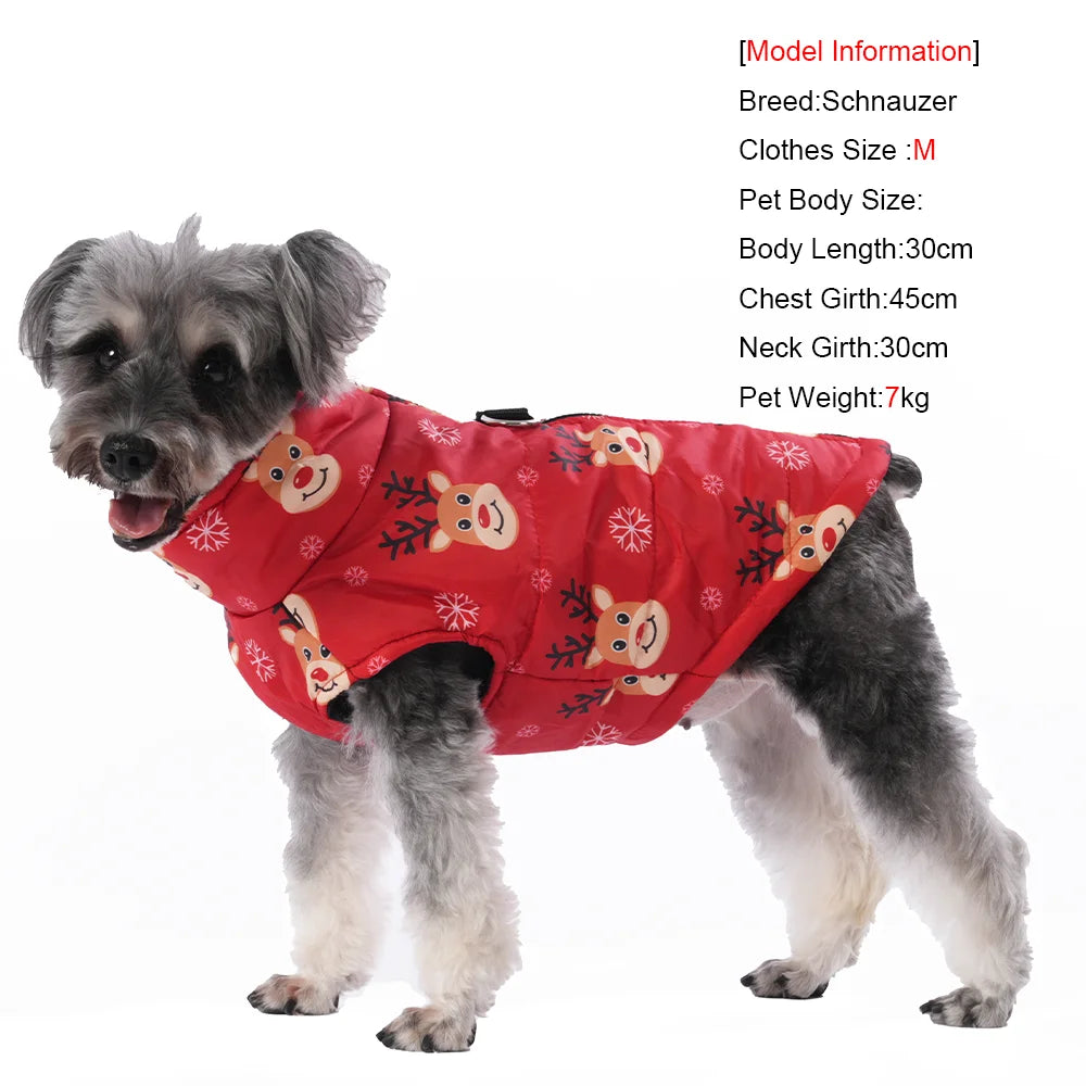Snowman Print Christmas Dog Jacket For Winter