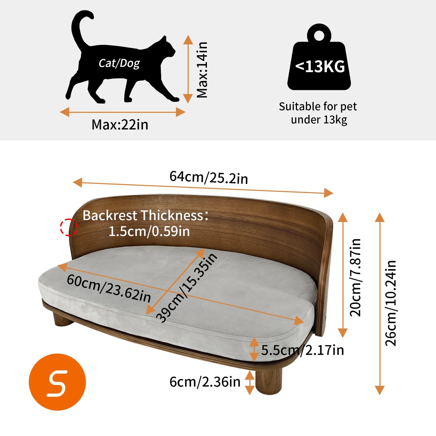 Small Elevated Pet Bed With Wooden Couch