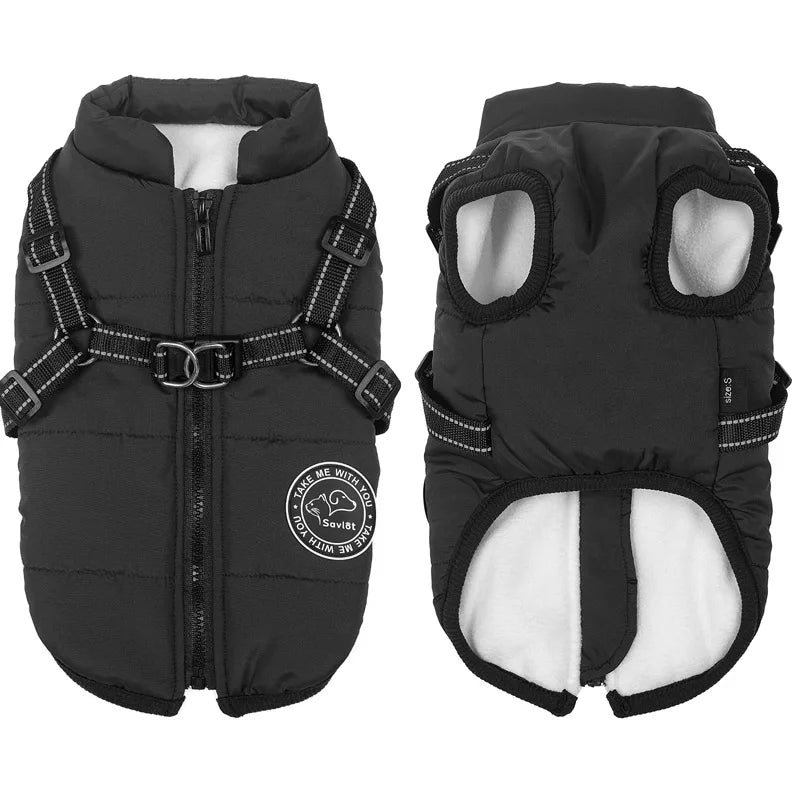 Winter Warm Waterproof Dog Jacket With Harness
