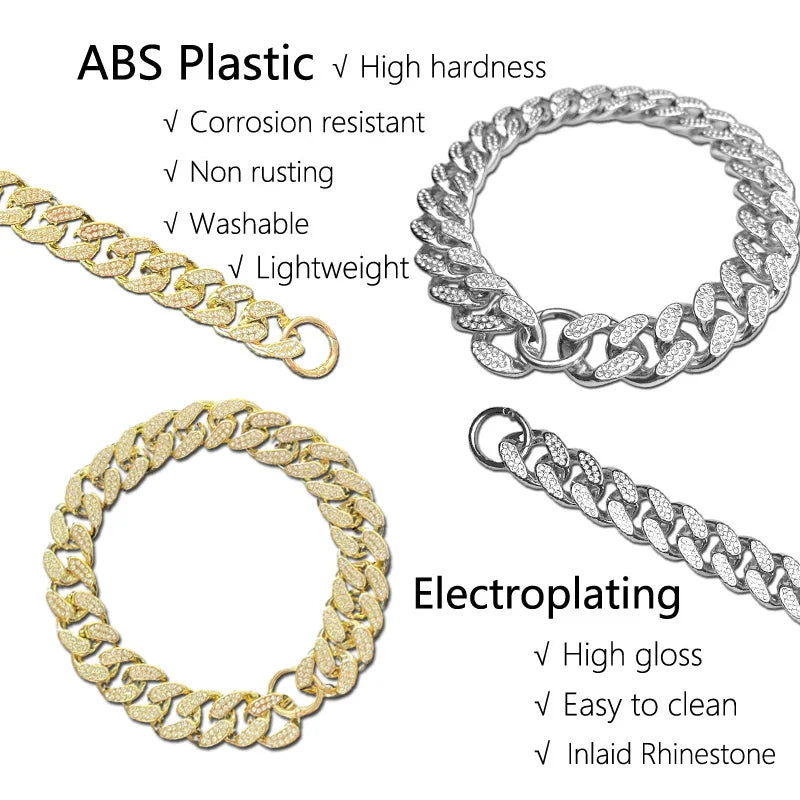Plastic Dog Collar Diamond Chain Necklace