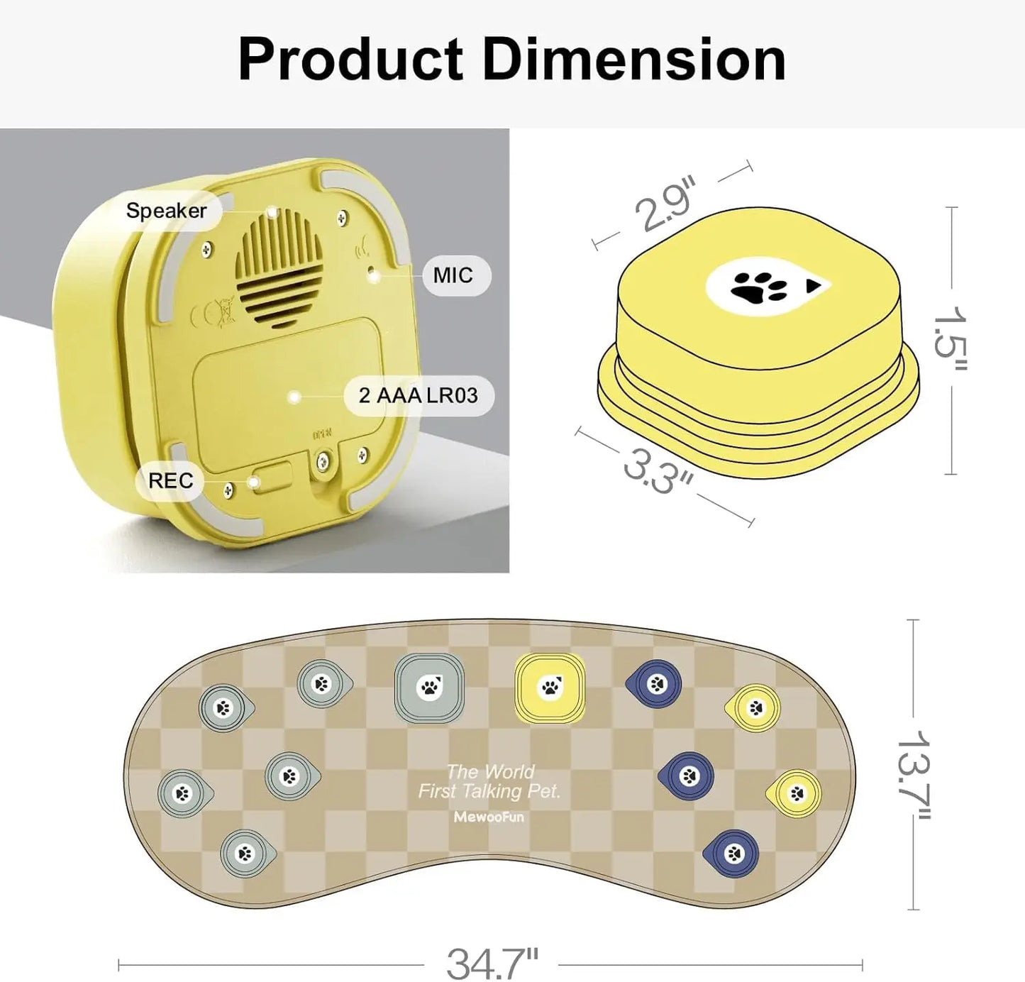 Talking Button, Mat Communication, Rechargeable, Voice Recording