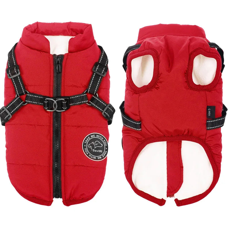 Winter Warm Waterproof Dog Jacket With Harness
