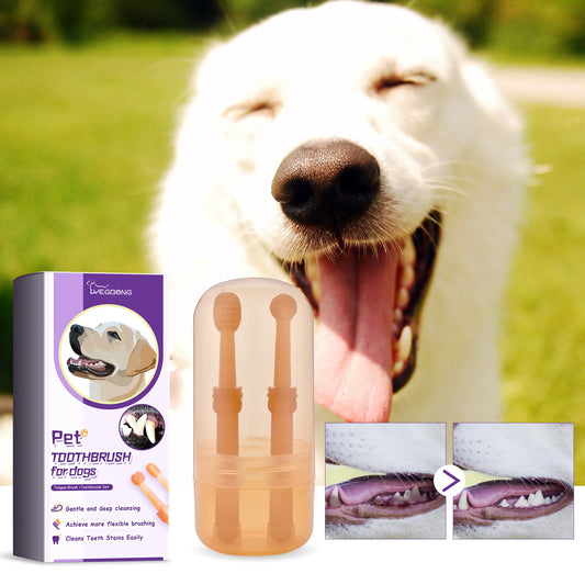 Pet Toothbrush For Oral Cleaning - Silicone, Soft