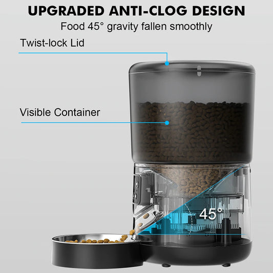 Automatic Pet Feeder With Stainless Steel Bowl