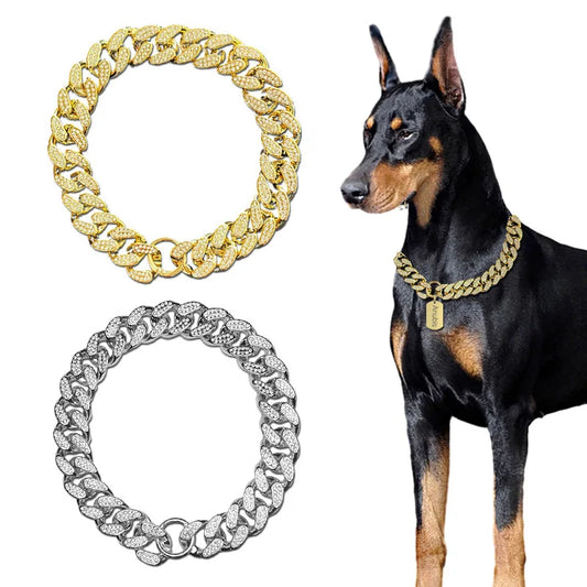 Plastic Dog Collar Diamond Chain Necklace