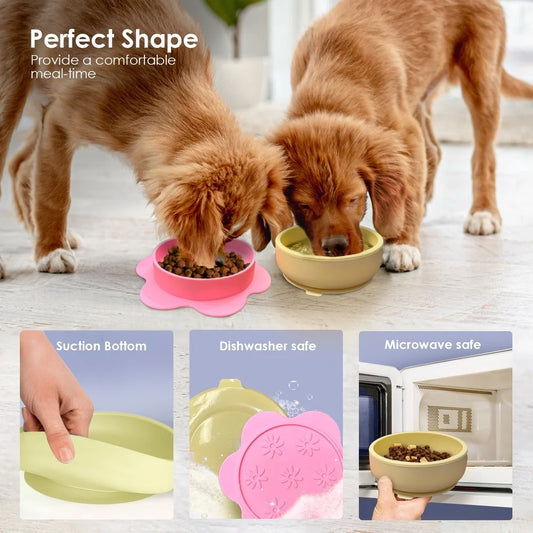 Flower-Shaped Silicone Pet Bowl For Small Pets