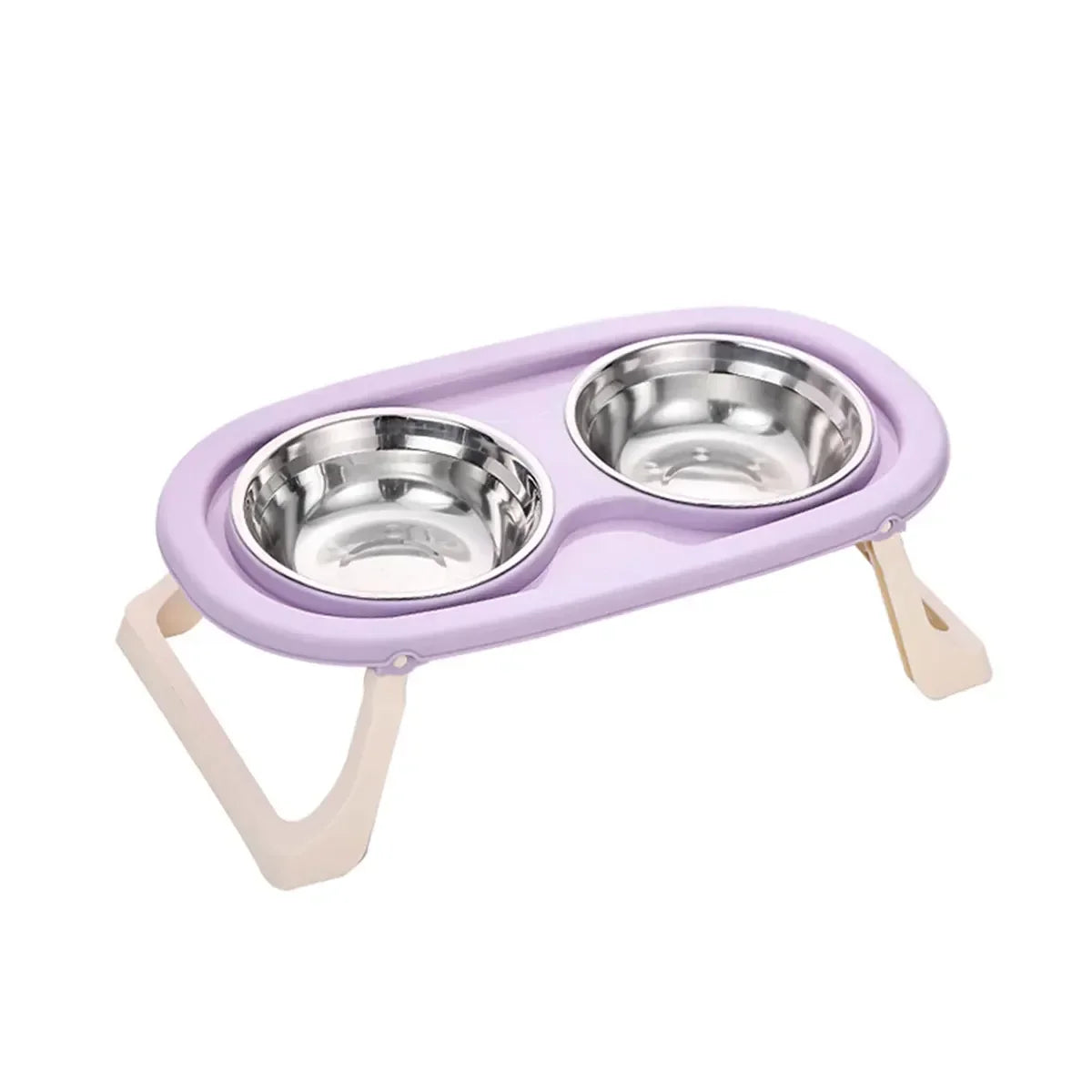 1PC Foldable Stainless Steel Double Pet Bowls