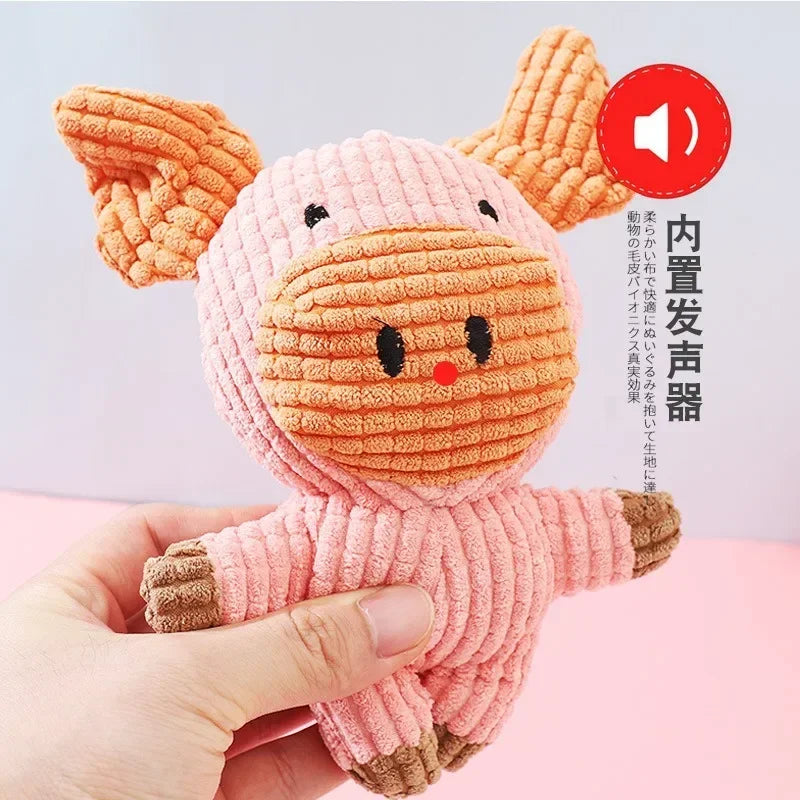 Plush Animal Shaped Dog Toy - Bite Resistant, Squeaky