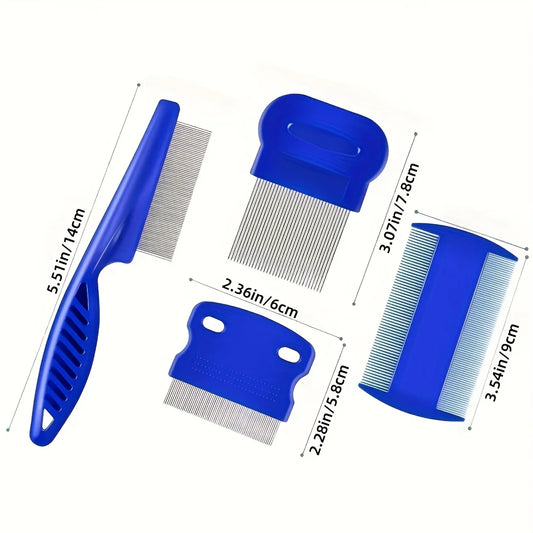 Pack Of 4 Stainless Flea and Lice Combs