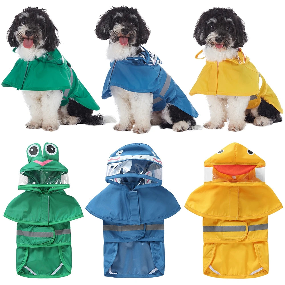 Fashionable Reflective Hooded Waterproof Raincoat For Dogs