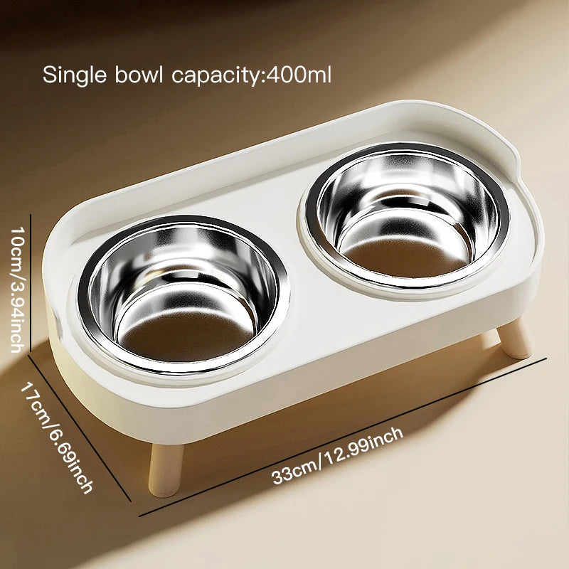 Adjustable Height Double Bowl Feeder For Pets