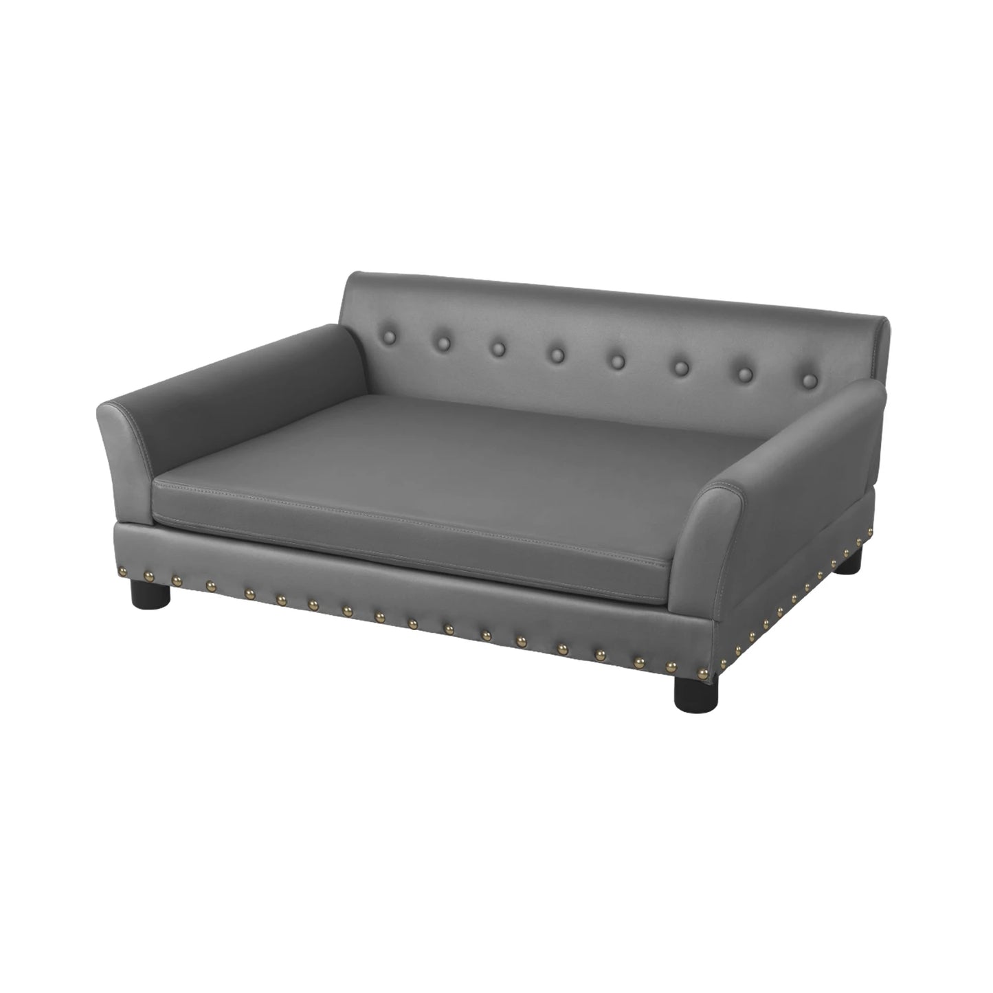 Elevated Leather Sofa Bed For Dogs - Removable Cushion
