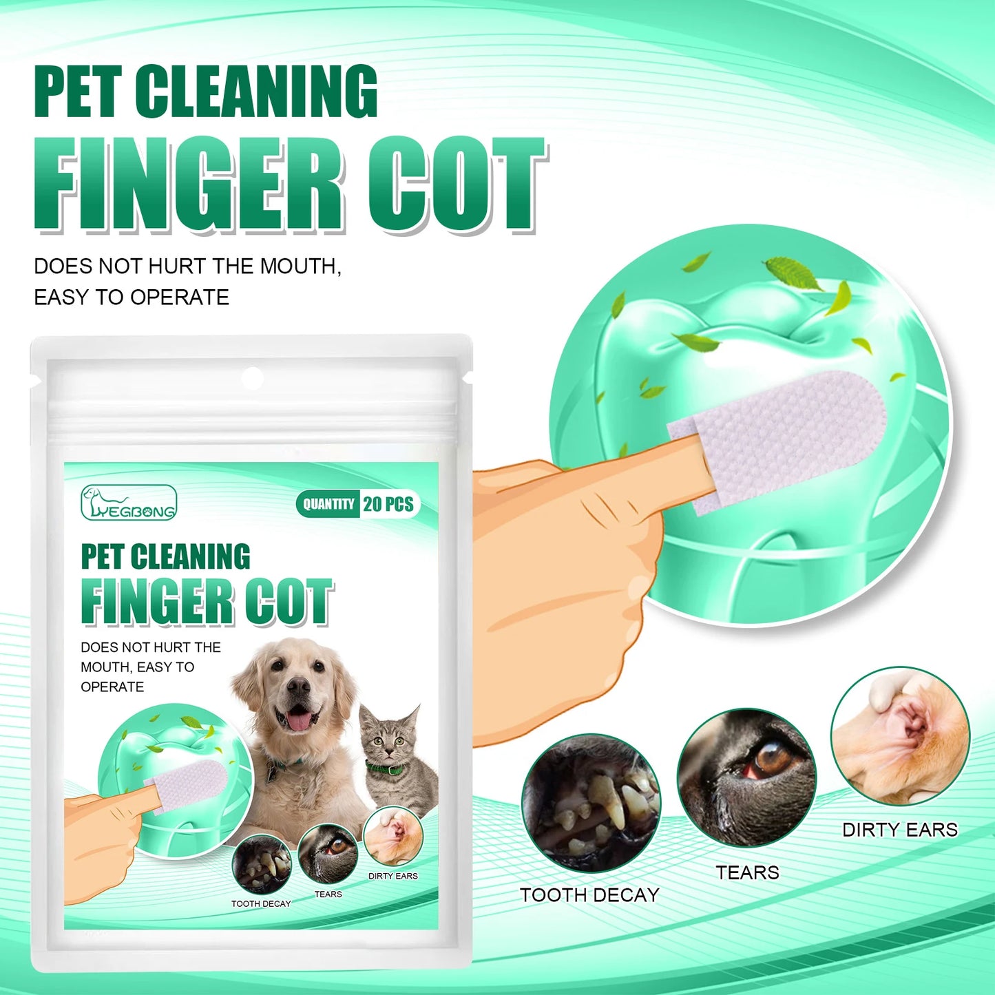 20 Piece/Pet Cleaning Teeth Finger Cover