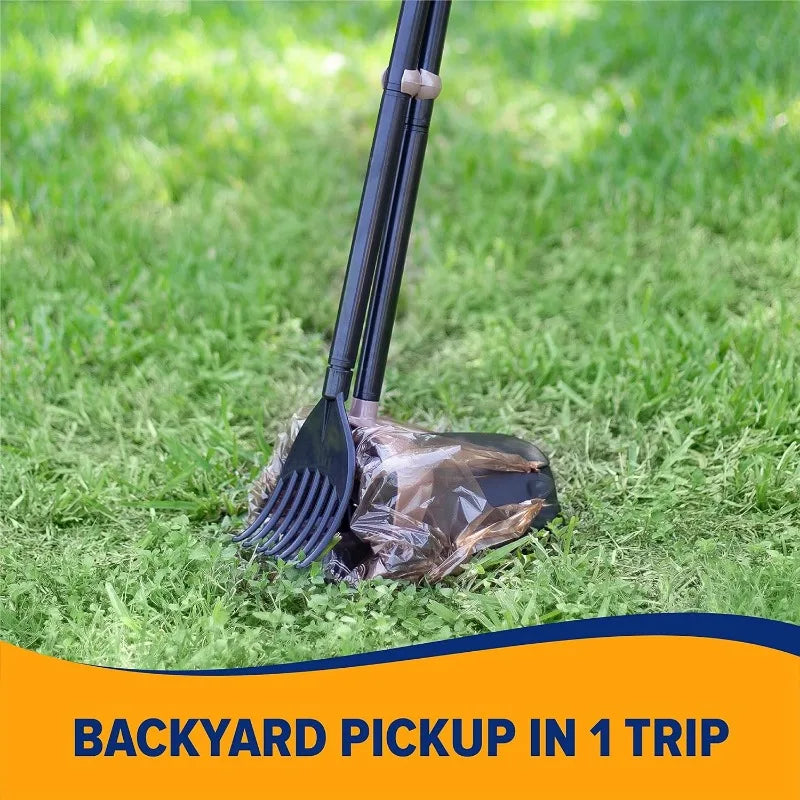 Pooper Scooper Swivel Bin With Rake, Black