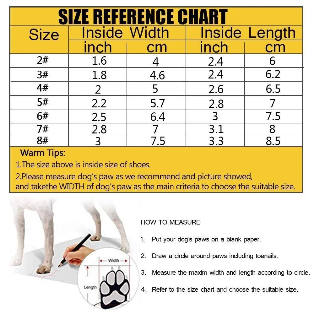 Reflective Waterproof Anti-Slip Rubber Dog Booties