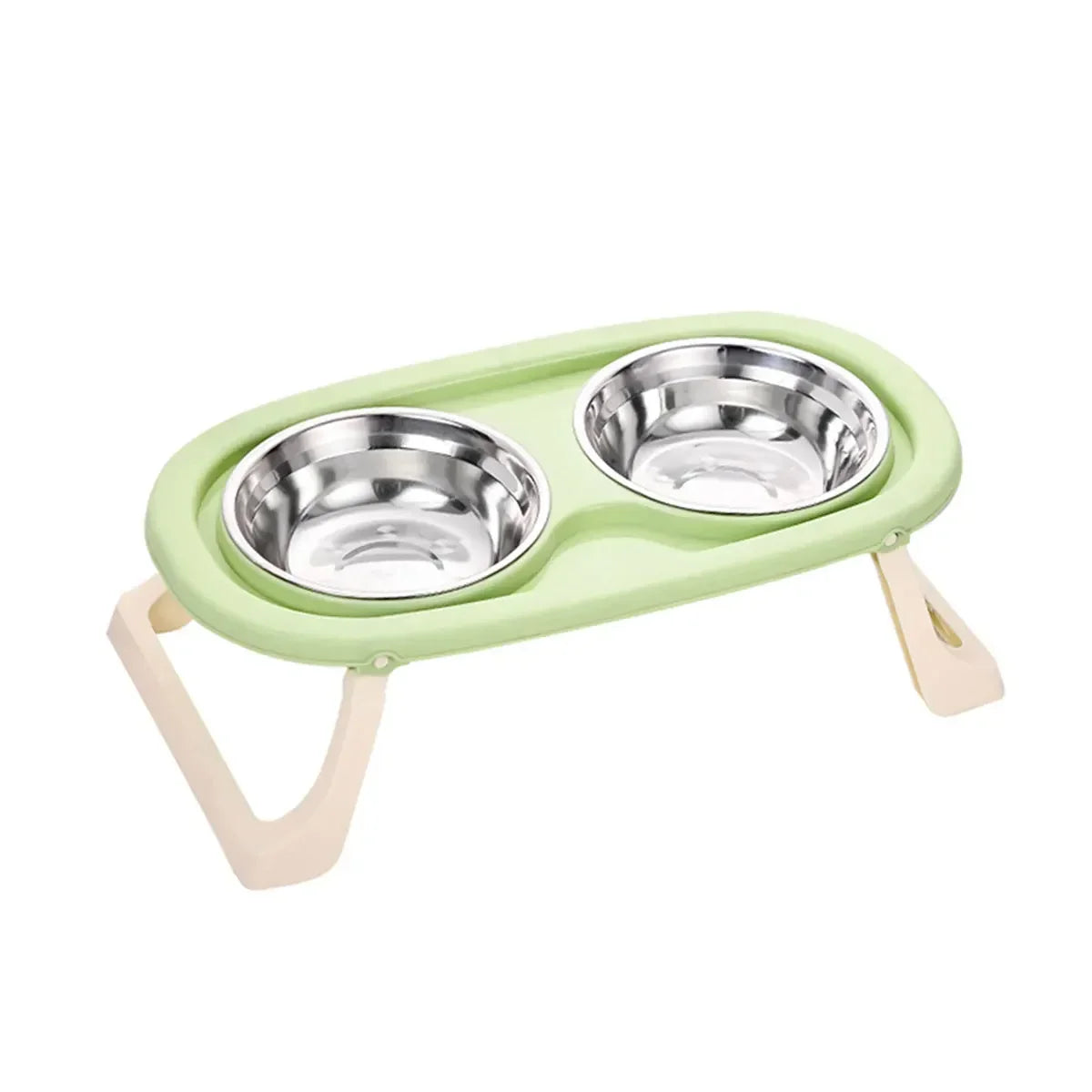 1PC Foldable Stainless Steel Double Pet Bowls