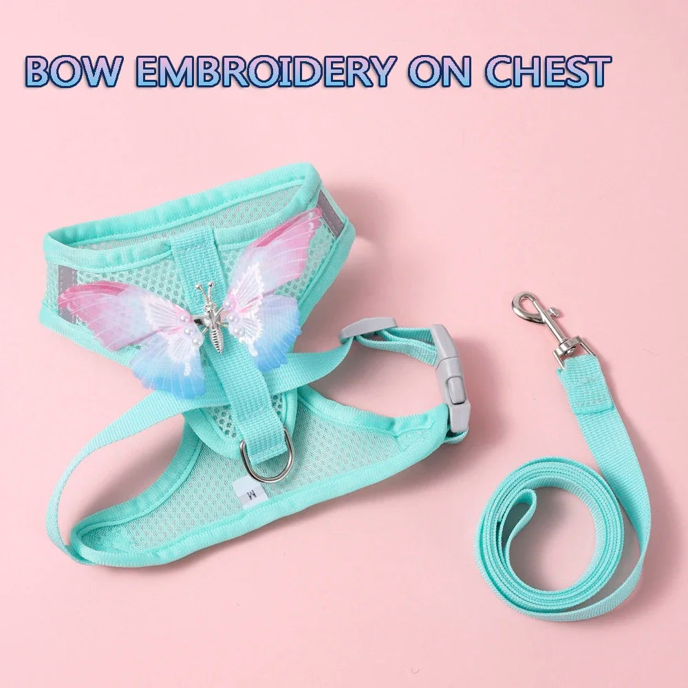 Cute Breathable Butterfly Dog Harness For Small Dogs