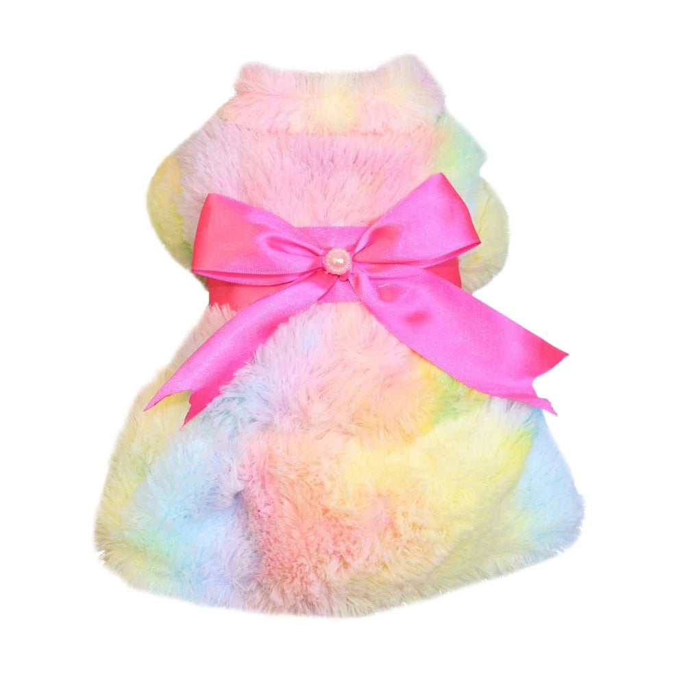 Fluffy Pink Bowknot Dress For Small Dogs