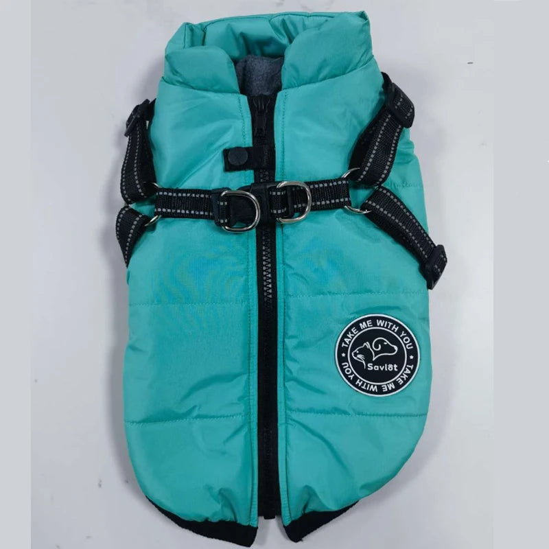 Winter Warm Waterproof Dog Jacket With Harness