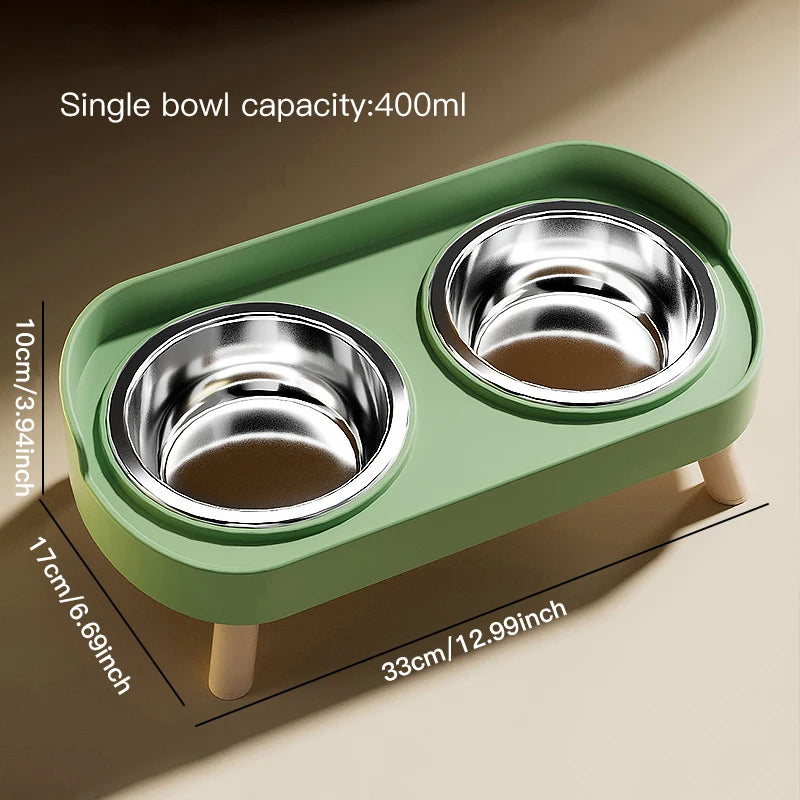Adjustable Height Double Bowl Feeder For Pets