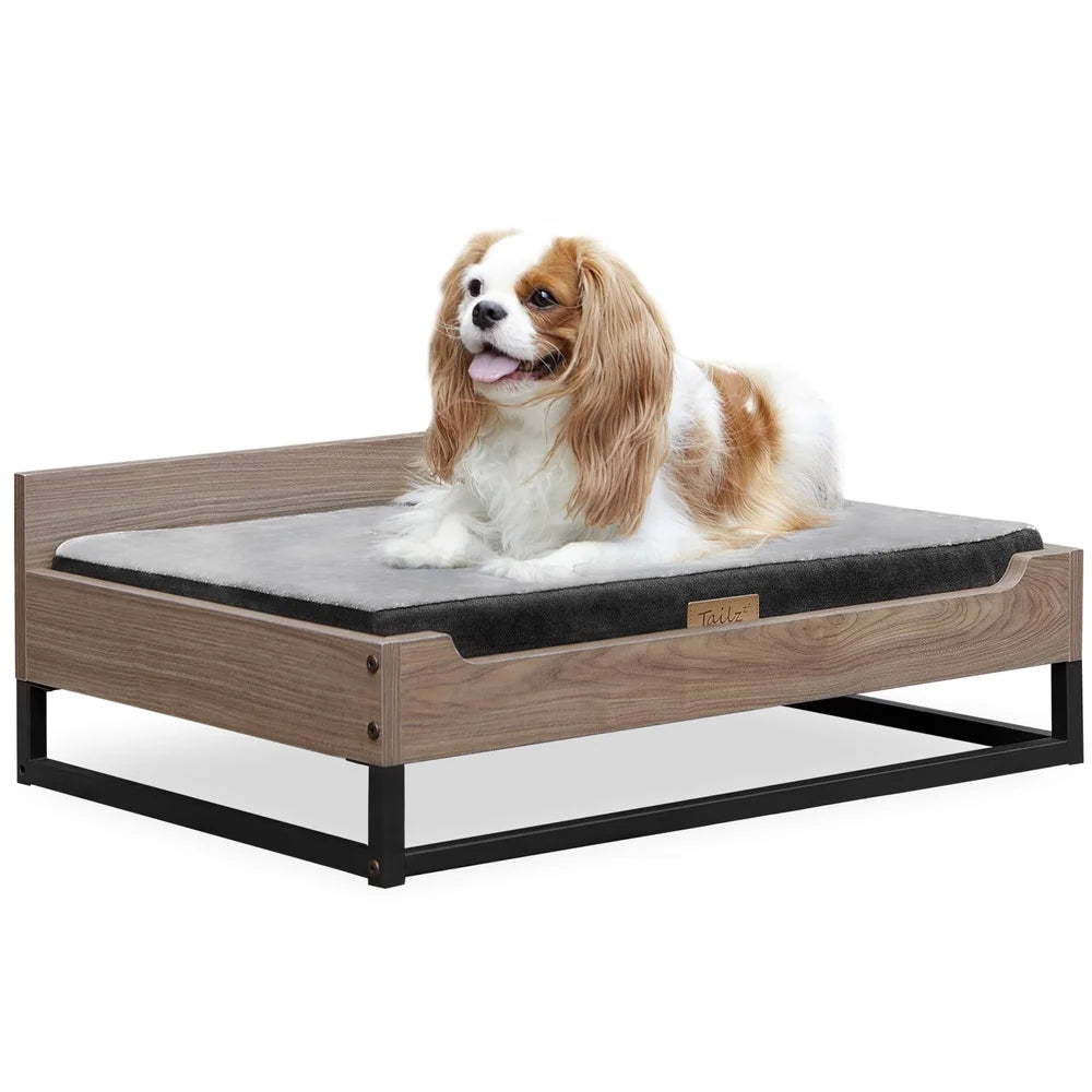 Wooden Dog Bed With Orthopedic Foam Mattress