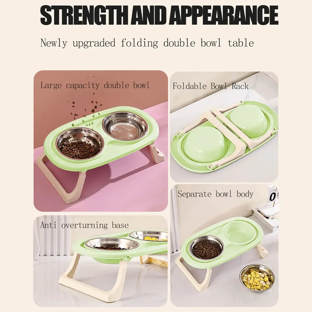 1PC Foldable Stainless Steel Double Pet Bowls