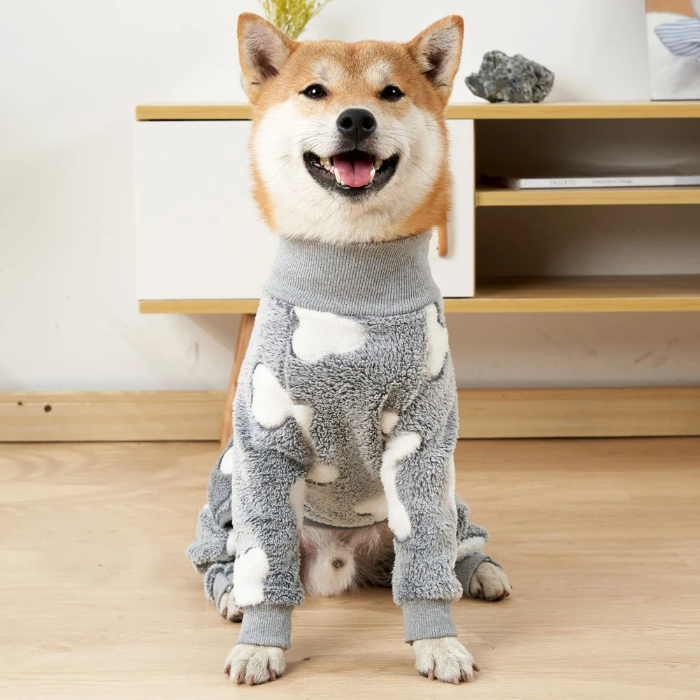Warm Winter Fleece Pajamas Jumpsuit For Dogs