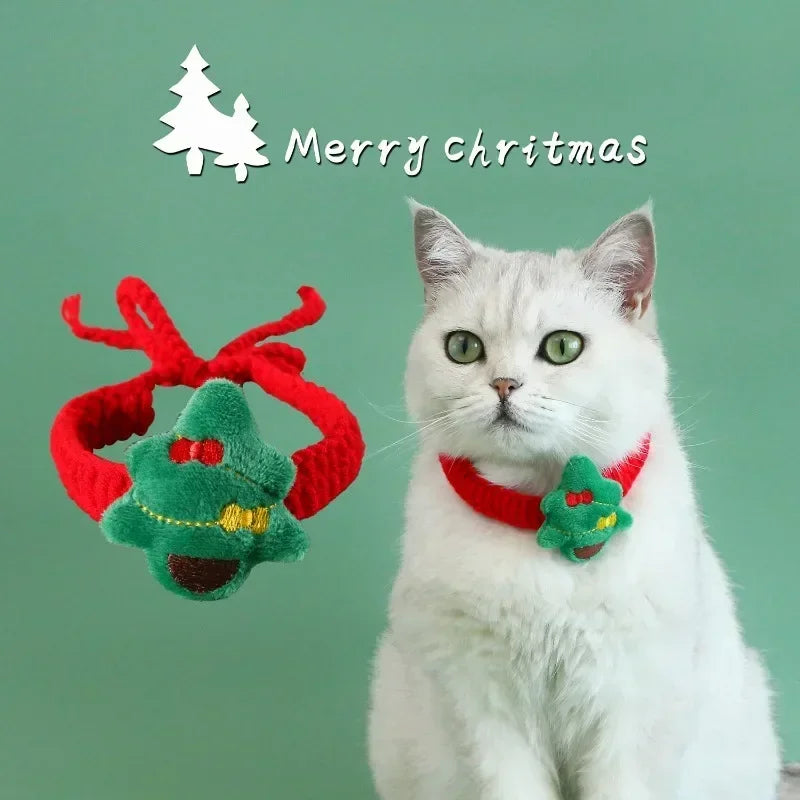 Santa Claus Pattern Pet Collar With Bell