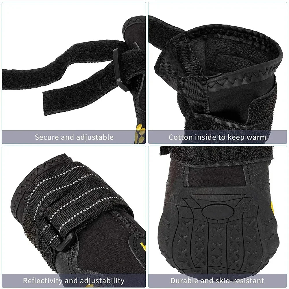 Reflective Waterproof Anti-Slip Rubber Dog Booties