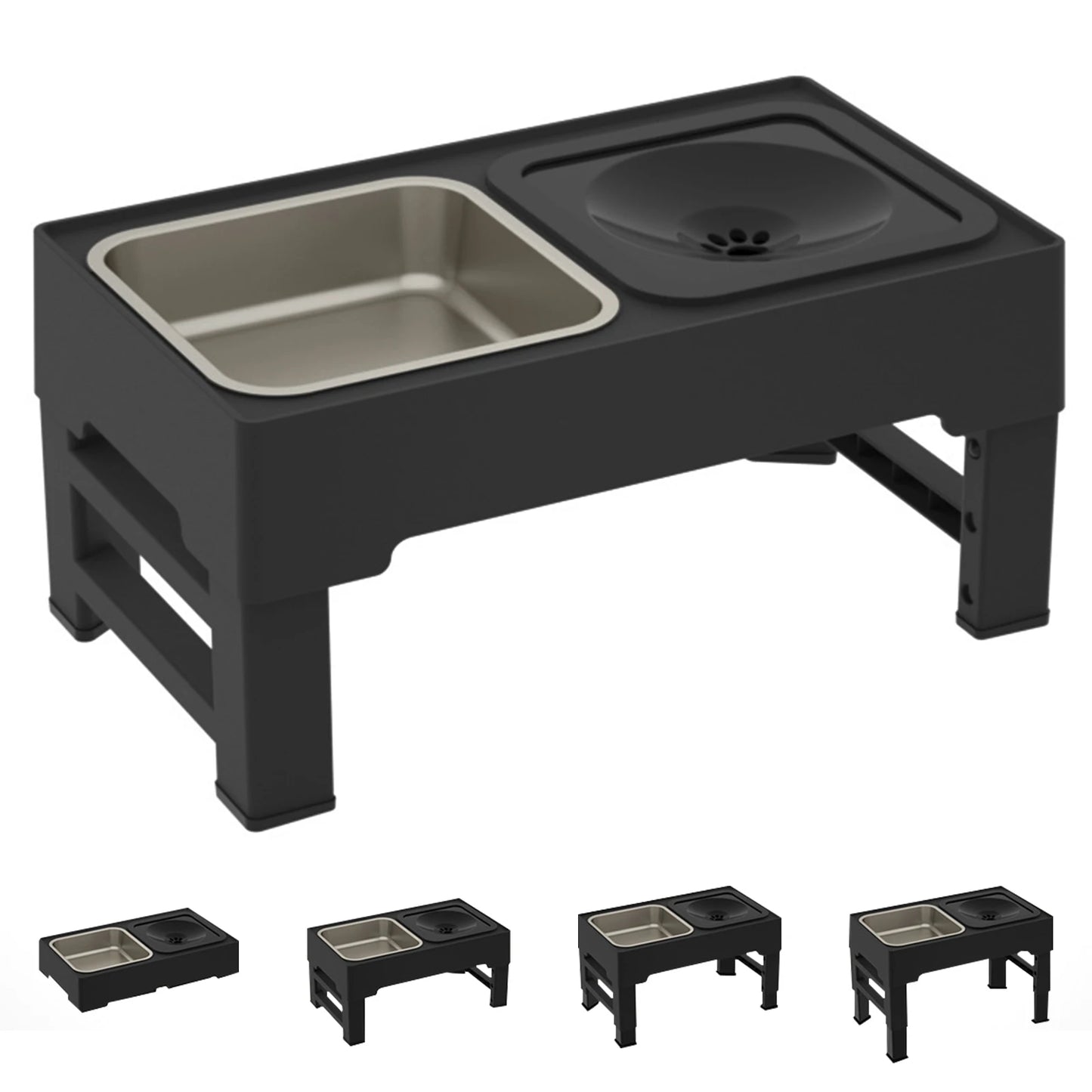 3 In 1 Pet Stainless Steel Bowls - Height Adjustable