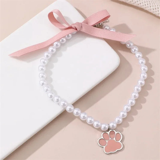 Bow Necklace With Sole Pendant For Pets