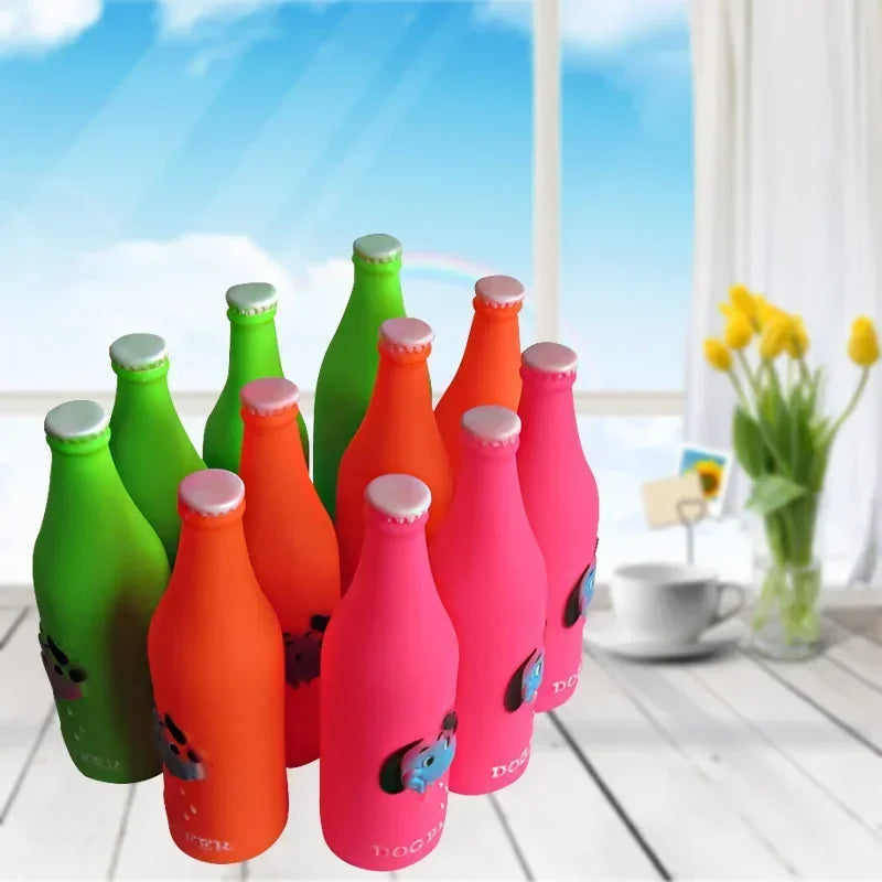 Silicone Beer Bottle Toy For Pets - Squeaky